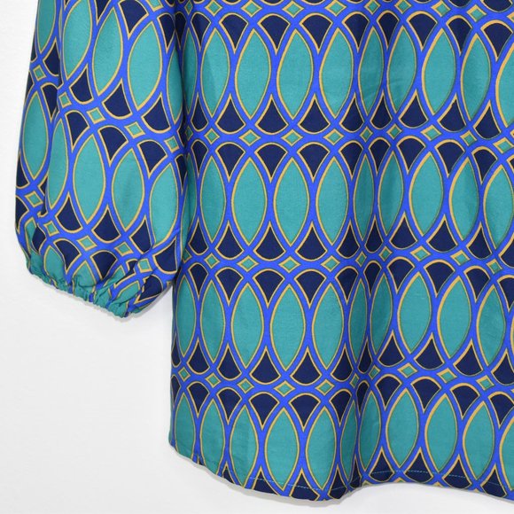 Mud Pie Women's Embroidered Tunic Size Small Flare Sleeve Cover Up Blouse Teal - Picture 8 of 13